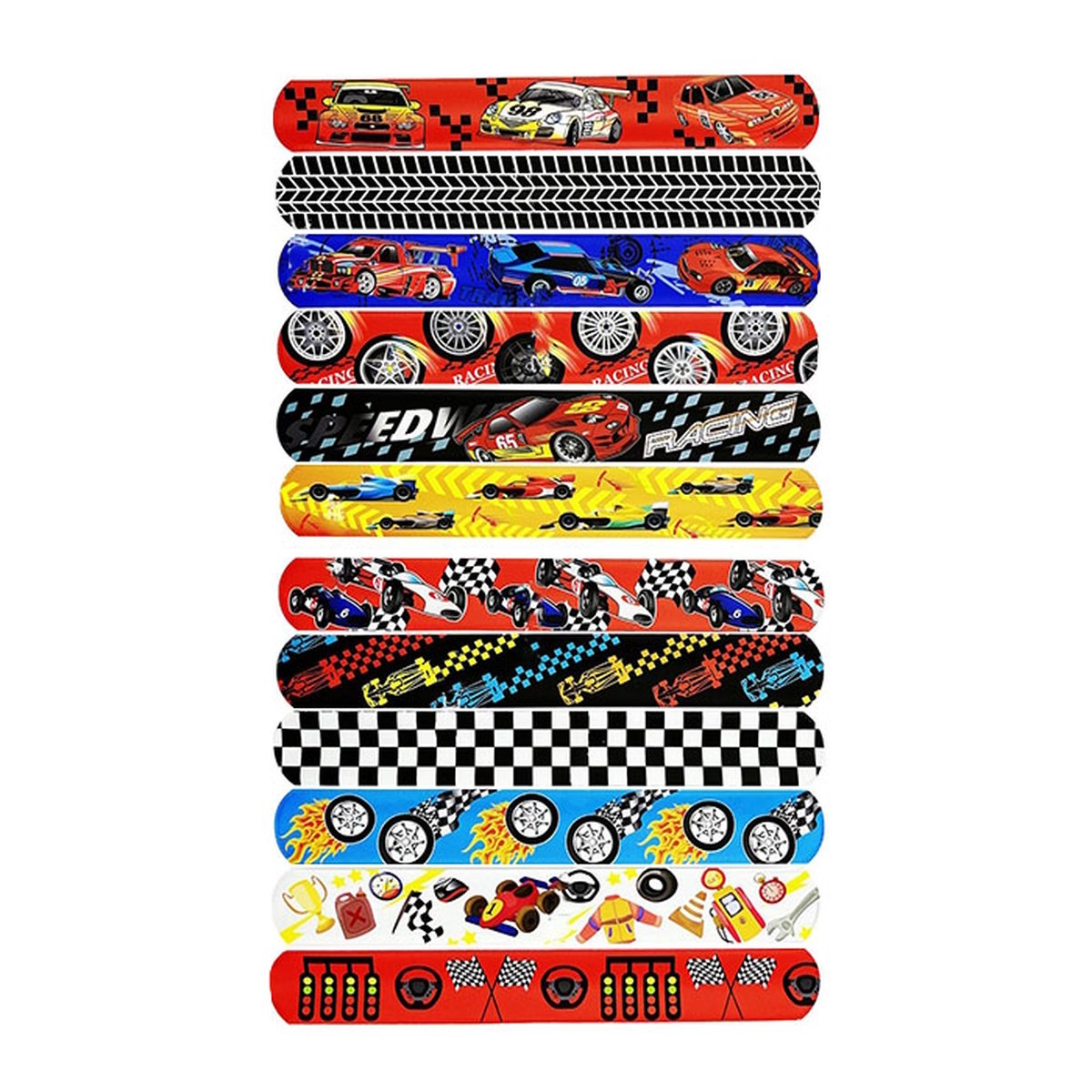 12 stuks - Klaparmband Racing / Auto | 22 x 3 cm | Kinder Traktatie | Fashion Favorite